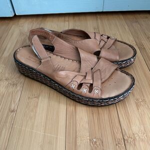 Spring Step Brown Genuine Leather Comfort Sandals Women’s 9 40 Sling Back